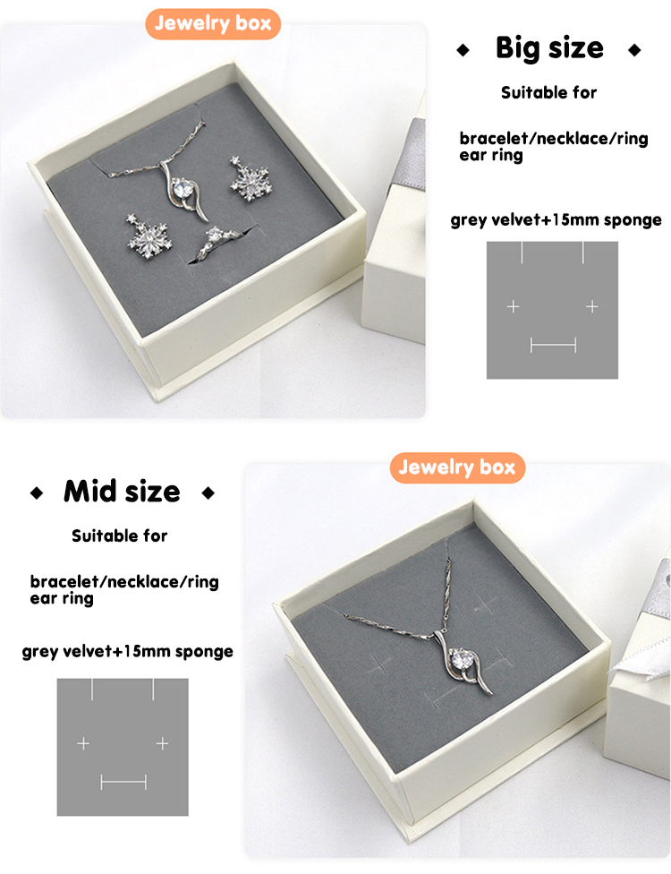 Cardboard Paper Jewelry Gift Boxes Bulk Personalized Jewelry Box With Silk Bowknot