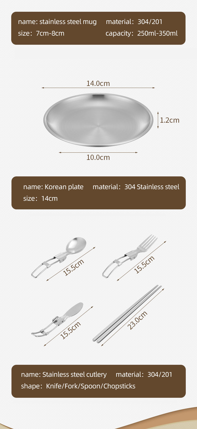 Hot Sale 304 Stainless Steel Outdoor Camping Cookware Mess Kit Portable Picnic Pot Pan Camping Cooking Set