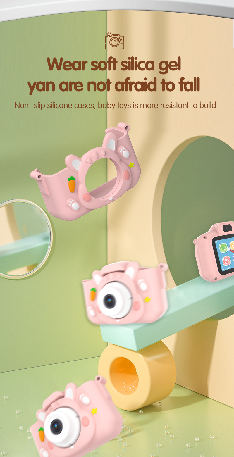 X11S Mini Dual Lens Kids Camera 1080P Bunny Cartoon Children Camera Adorable Toy Kids Selfie Digital Camera As Gift Prize
