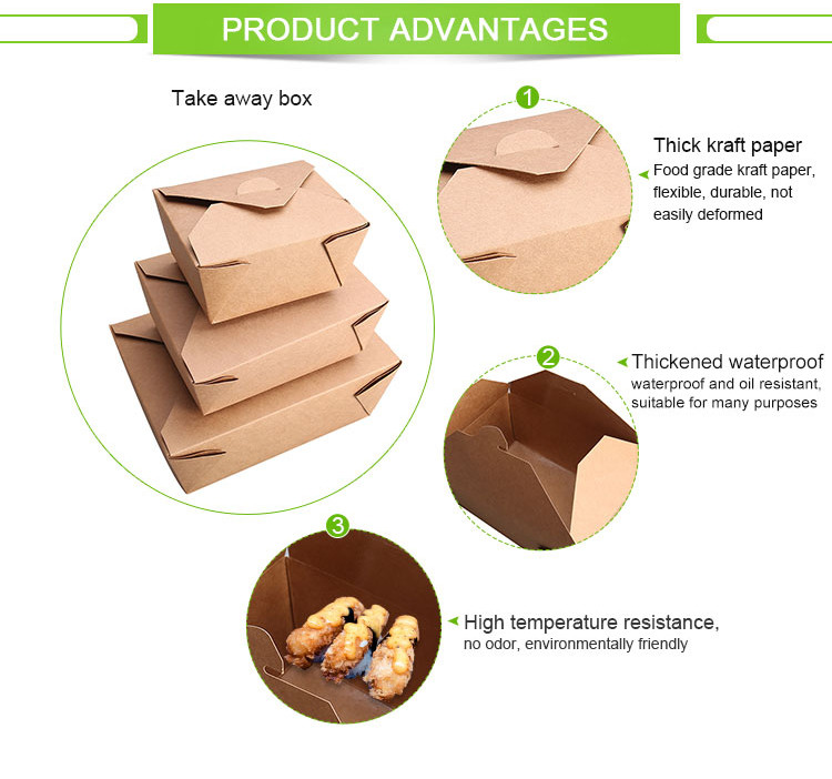 Packaging Single Wall 0.3kg Disposable Paper Lunch Boxes