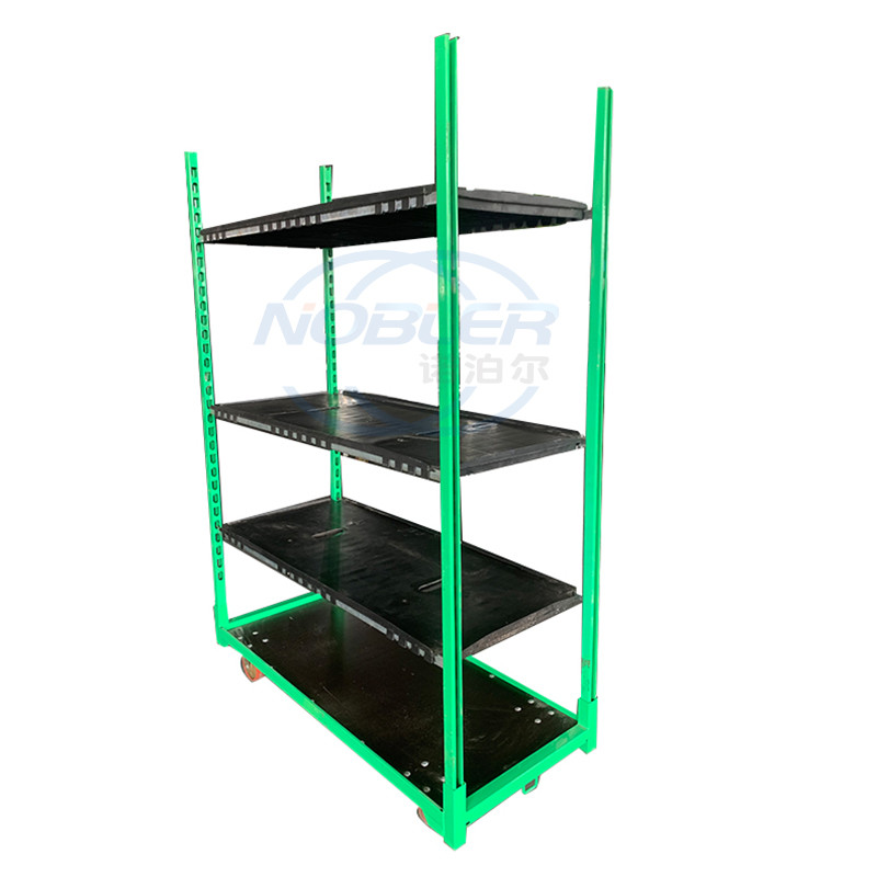 Danish Plywood Flower Trolley Rack Cart Cc Container Floor Height Adjusted