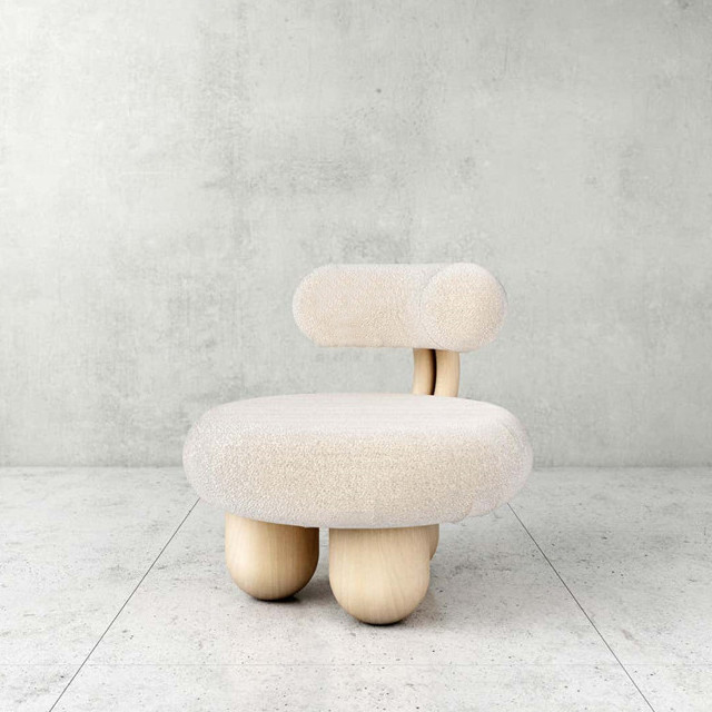 Fabric Leisure Chair White Fabric Soft Comfortable Imitation Wool Leisure Chair