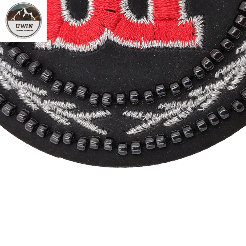 Letter Beads Iron On Embroidered Patches Merrowed Border Customized Size
