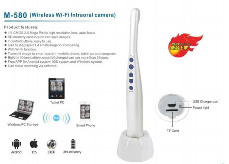 8 Mega Dental Equipment Dental Mouth Mirror 3d Intra Oral Camera Scanner With Wifi And Wireless Charging Dock