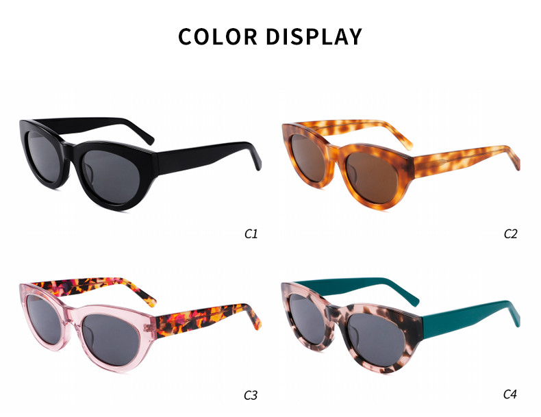 Polarized Round Acetate Sunglasses Retro Cat Eye For Women