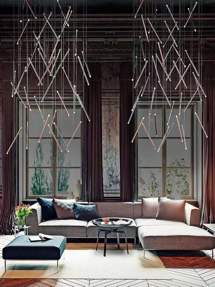Black Tube Led Pendant Lamp For Living Room Contemporary Led Pendant Lights