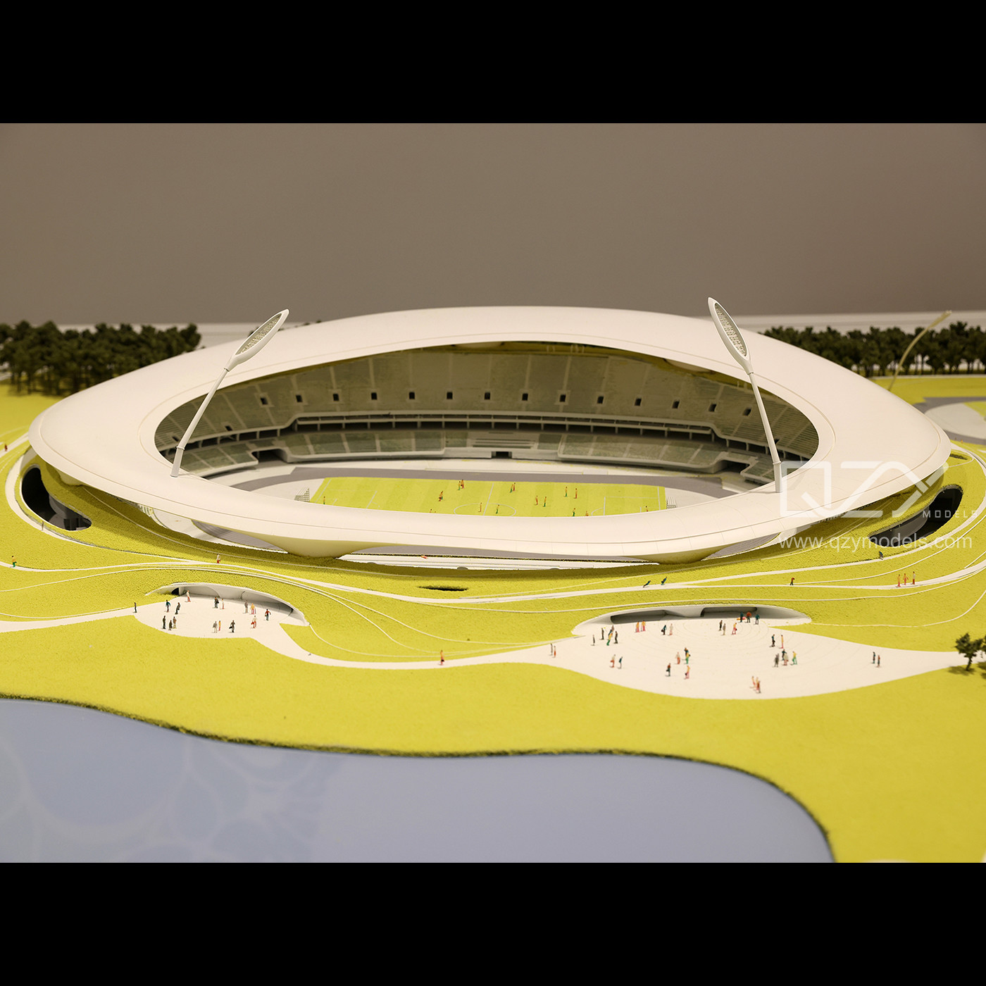 1/150 Scale Quzhou Sports Center Models Yellow Style Design Landscape Models