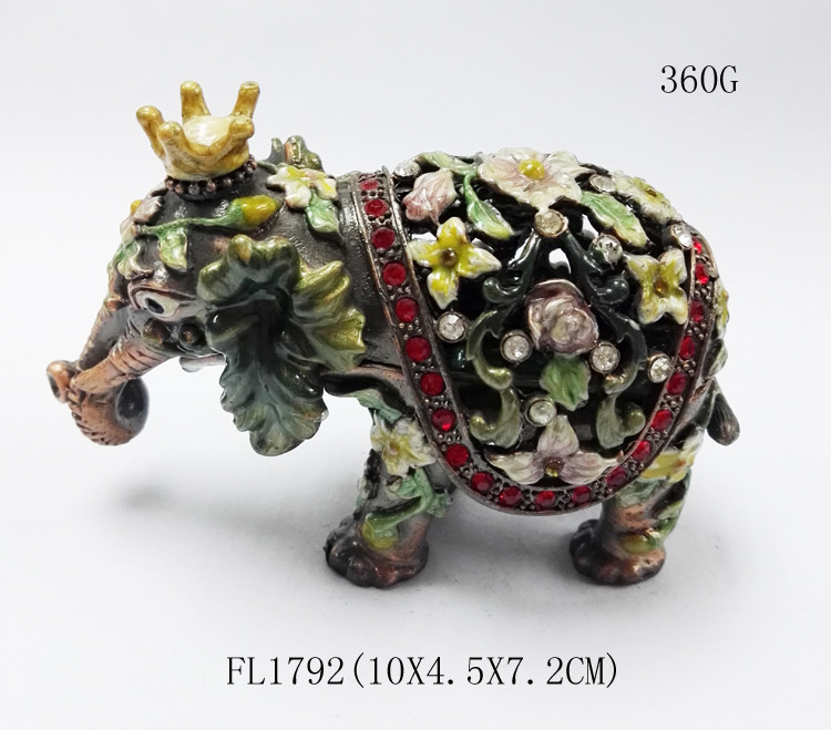 HOT Selling Elephant Custom Metal Jewelry Box Cute Elephant shaped metal jewelry boxes
