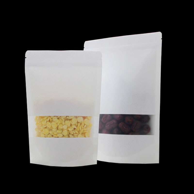 Kraft Paper Bags With Your Own Design And Window And Heat Seal And Zipper Top