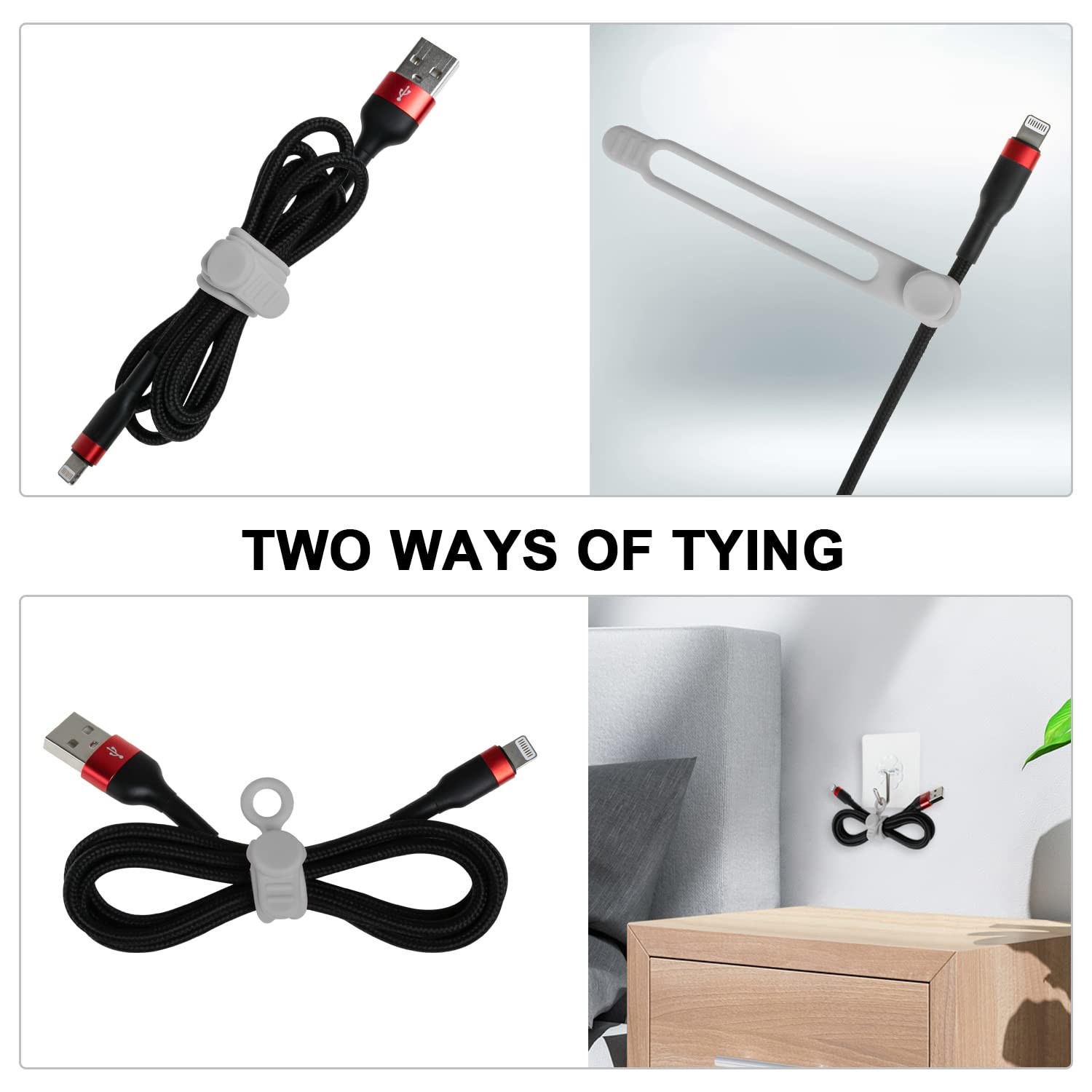 Silicone Cable Management Organizer Multipurpose Elastic Cord Organizer For Bundling And Fastening Cable Cords Wire Tie
