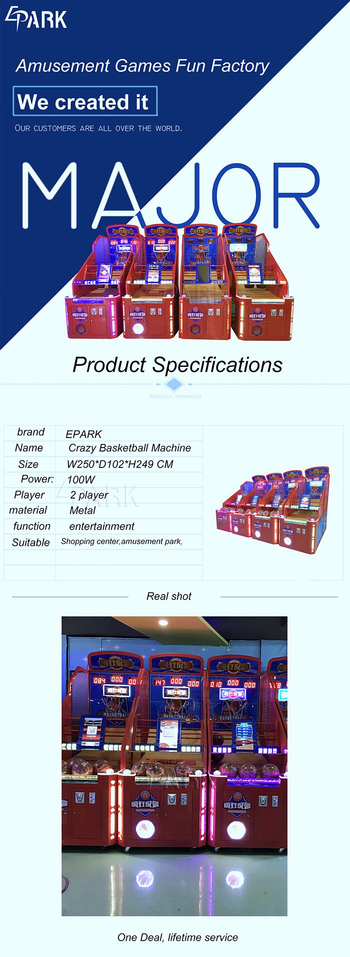 Coin Operated Amusement Sports Redemption Game Machine / Basketball Shooting Video Arcade Equipment