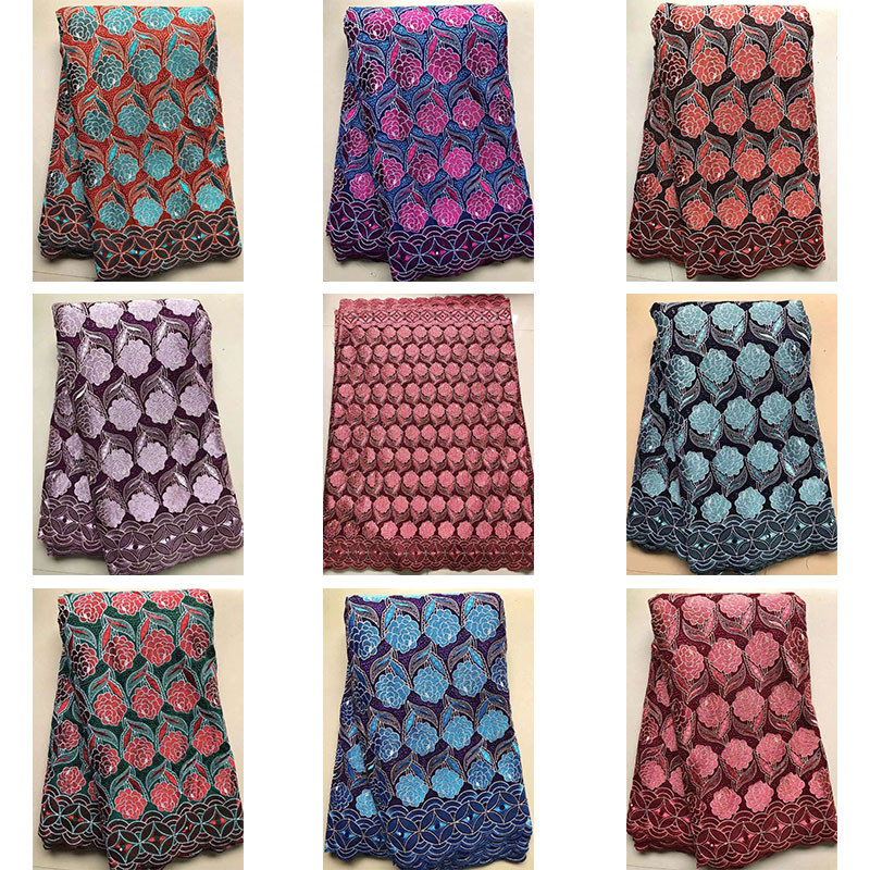 Switzerland Embroidered African Lace Print Cotton Fabric 125-145cm