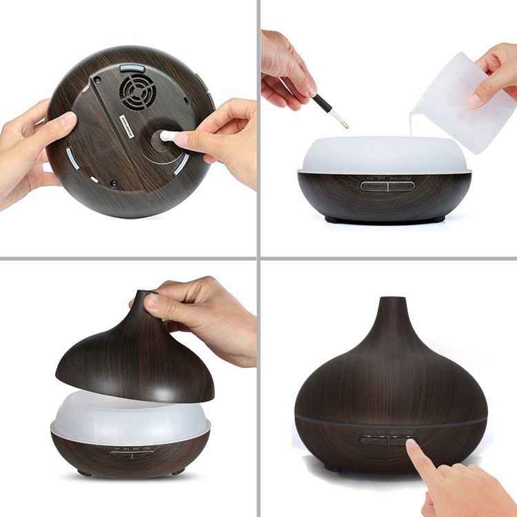 550ml with 4 Timer, Wood Grain Aromatherapy Diffuser with Auto Shut-Off Function