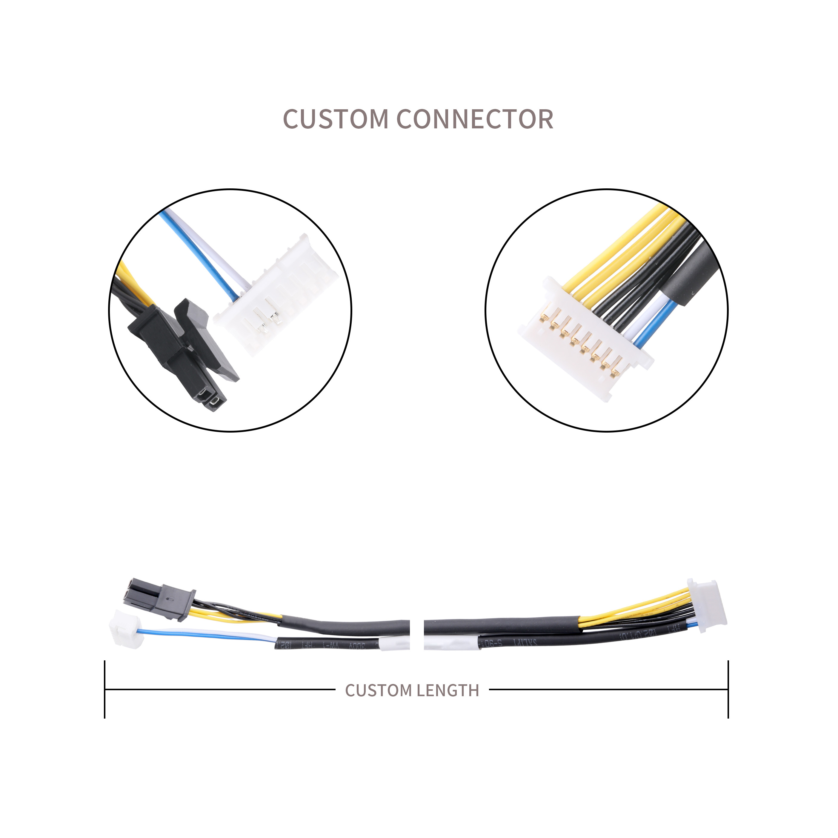 ROHS Jst Cable PHR-7P Or MX3.0 43645-2P To 8P Pitch1.25 51146-0800 Connector UL1061 26#