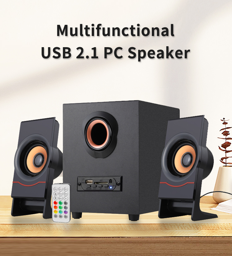 Desktop Wooden PC Speaker USB 2.1 Channel with Blue Tooth Audio and USB Connection