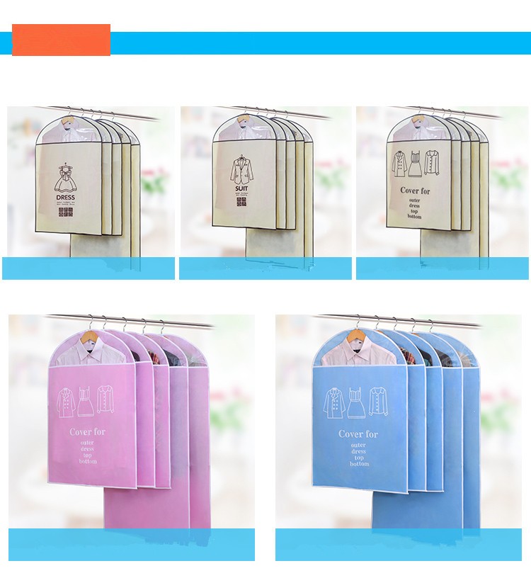 Foldable Non Woven Garment Storage Bag Zipper Top Plastic Dry Cleaning Bags