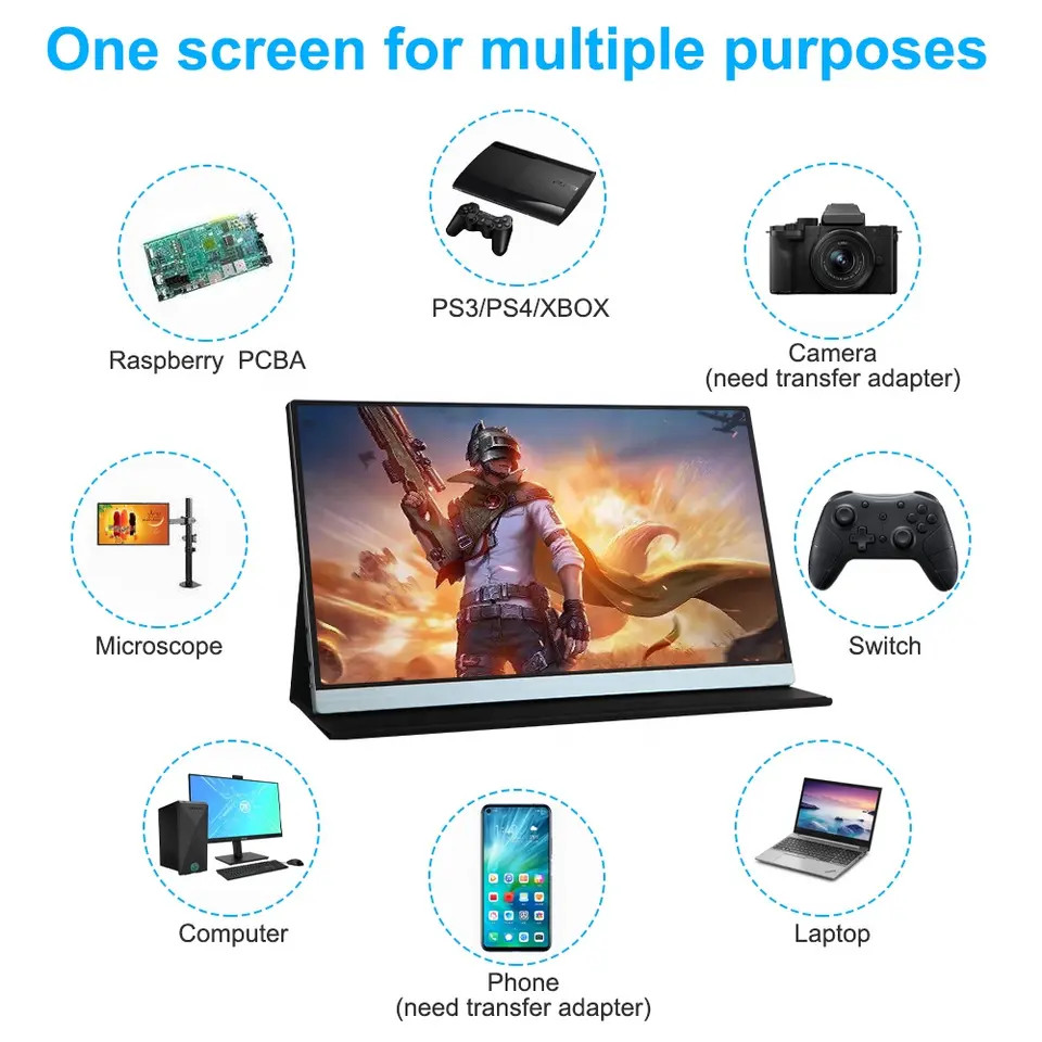 Mac Compatible Portable Dual Monitor 14inch Mini HDMI Connectivity 1920 X 1080 Resolution