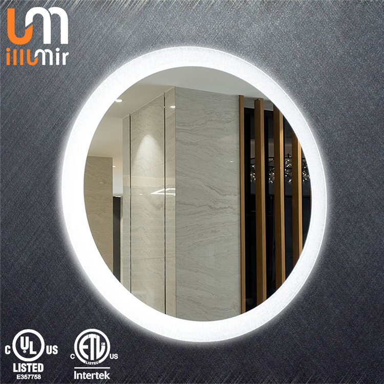 Modern Hotel Bathroom Round Illuminated Mirror with Custom Shape and IP44 Rating Design