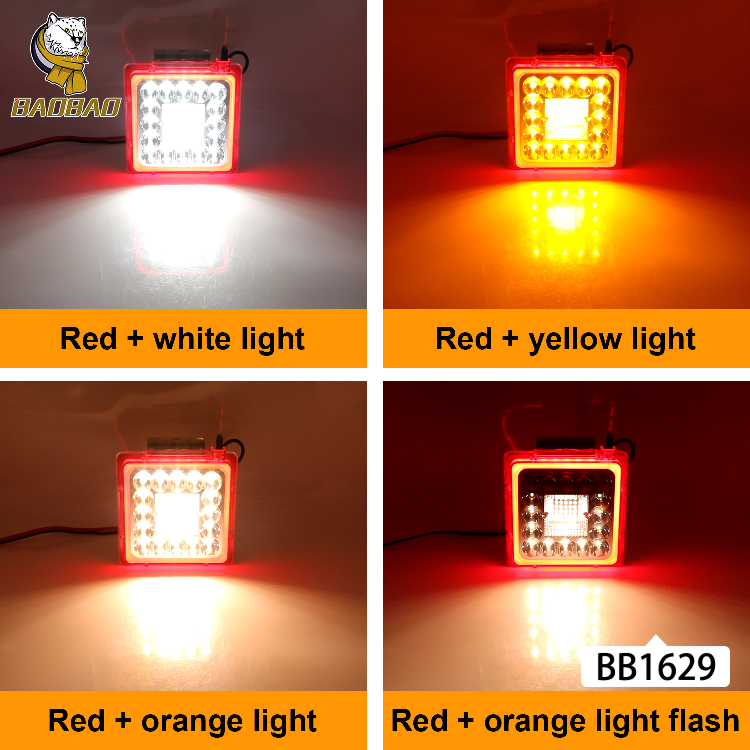 Square White Yellow Flash 4 Inch Hight Brightness Car Outdoor LED Work Lights