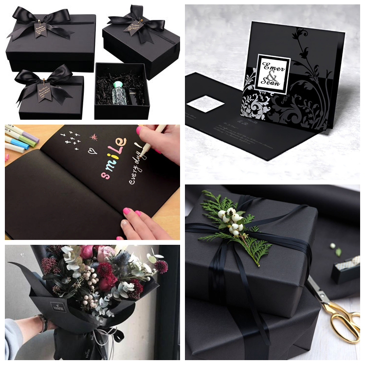 Smooth Black Paper 28lb 32lb 8 1 / 2 x 11 inch Jet Black Paper