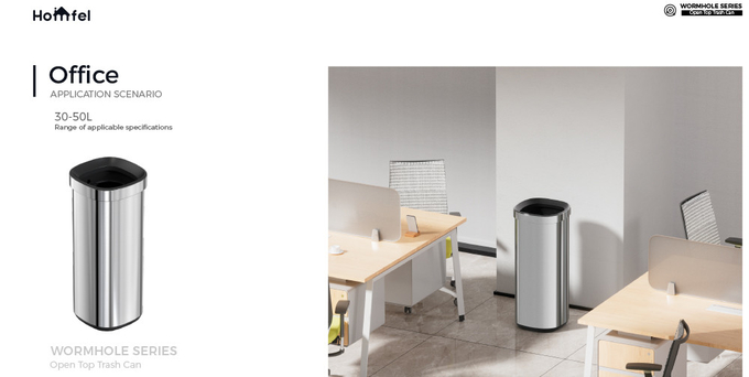 Stylish Rectangular Stainless Steel Open Top Trash Can Without Lid for Household Storage Bucket 8L/12L/20L/30L
