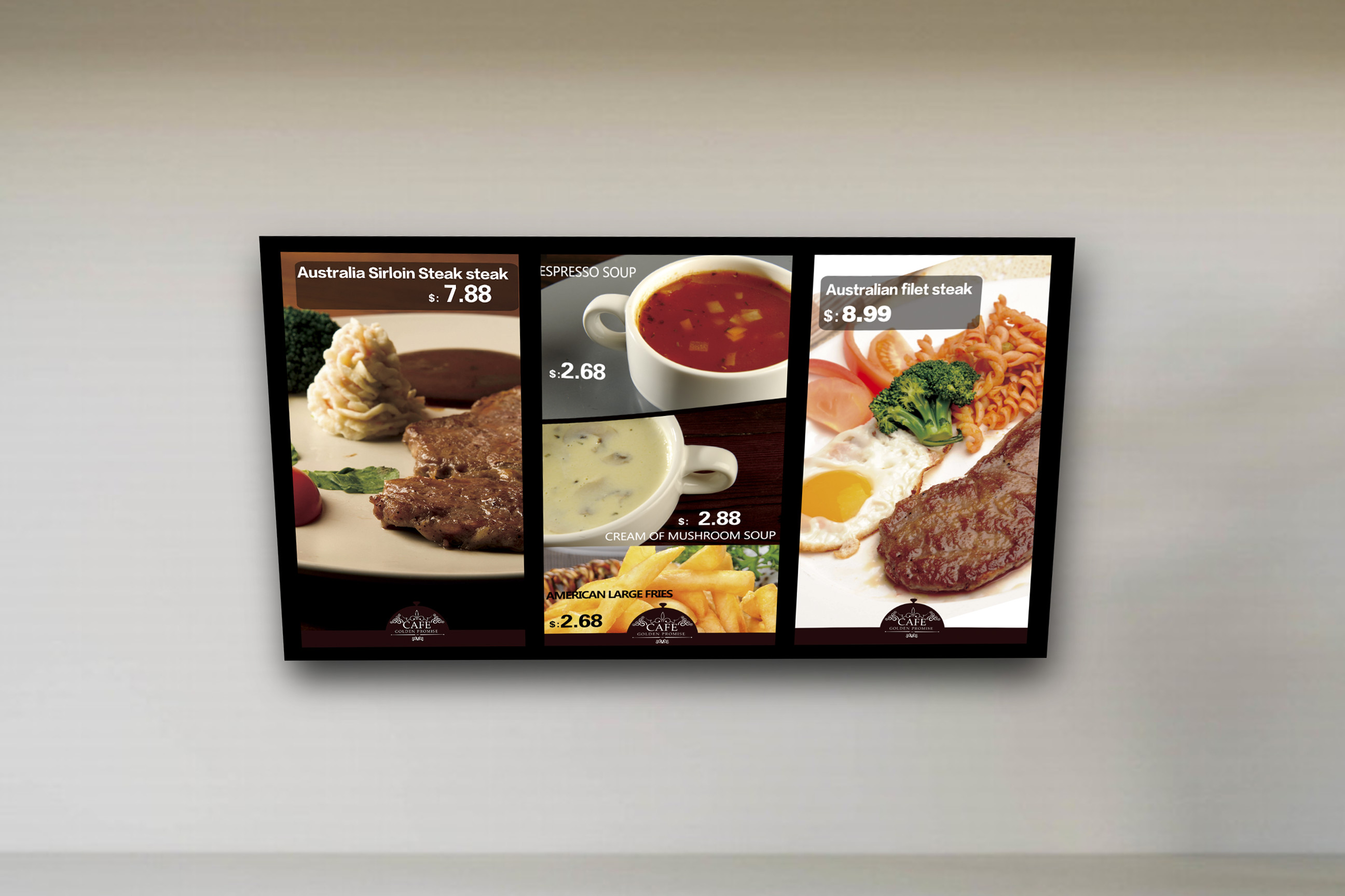 Wall Mounted LCD Menu Board Display / High Brightness 43'' Touch LCD Ccreen Digital Signage