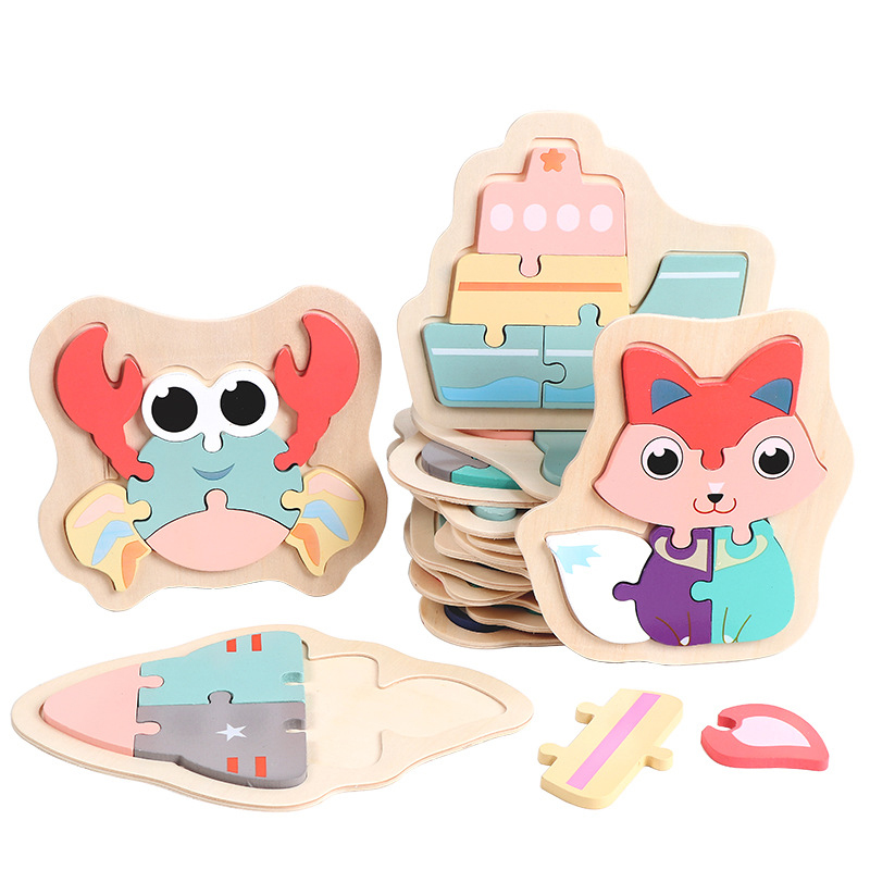 Macaron 3D Wooden Block Puzzle Toys Wooden Animal Blocks