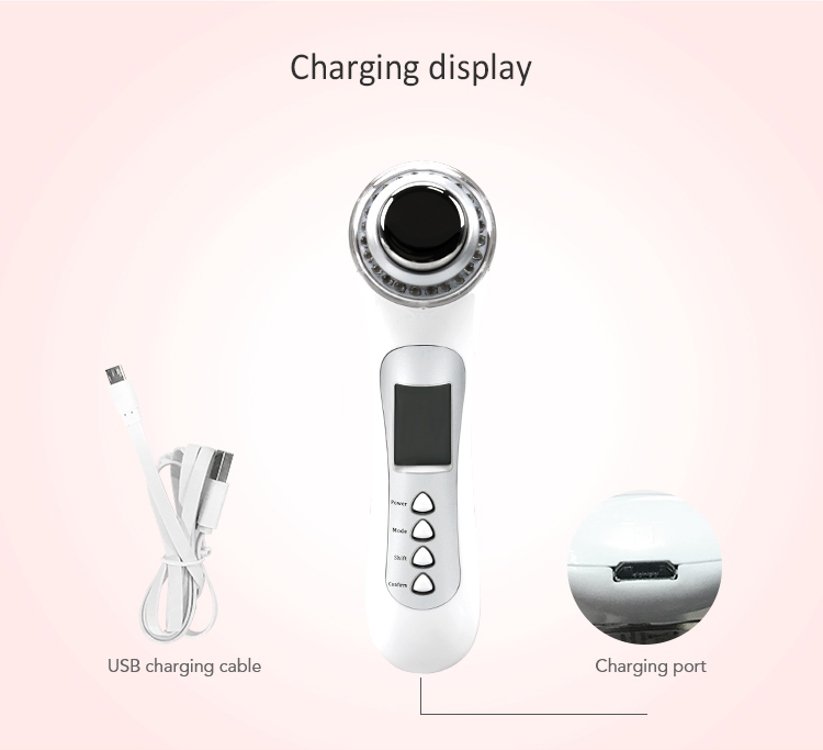 Vibrating Red Green Blue 3Mhz Ultrasonic Ion Face Lift Massager Portable