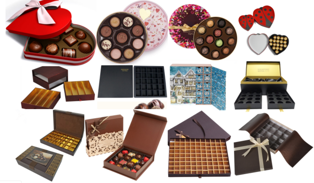 CMYK Chocolate Packaging Boxes Magnetic Closure With Plastic Inserts Tray And Dividers