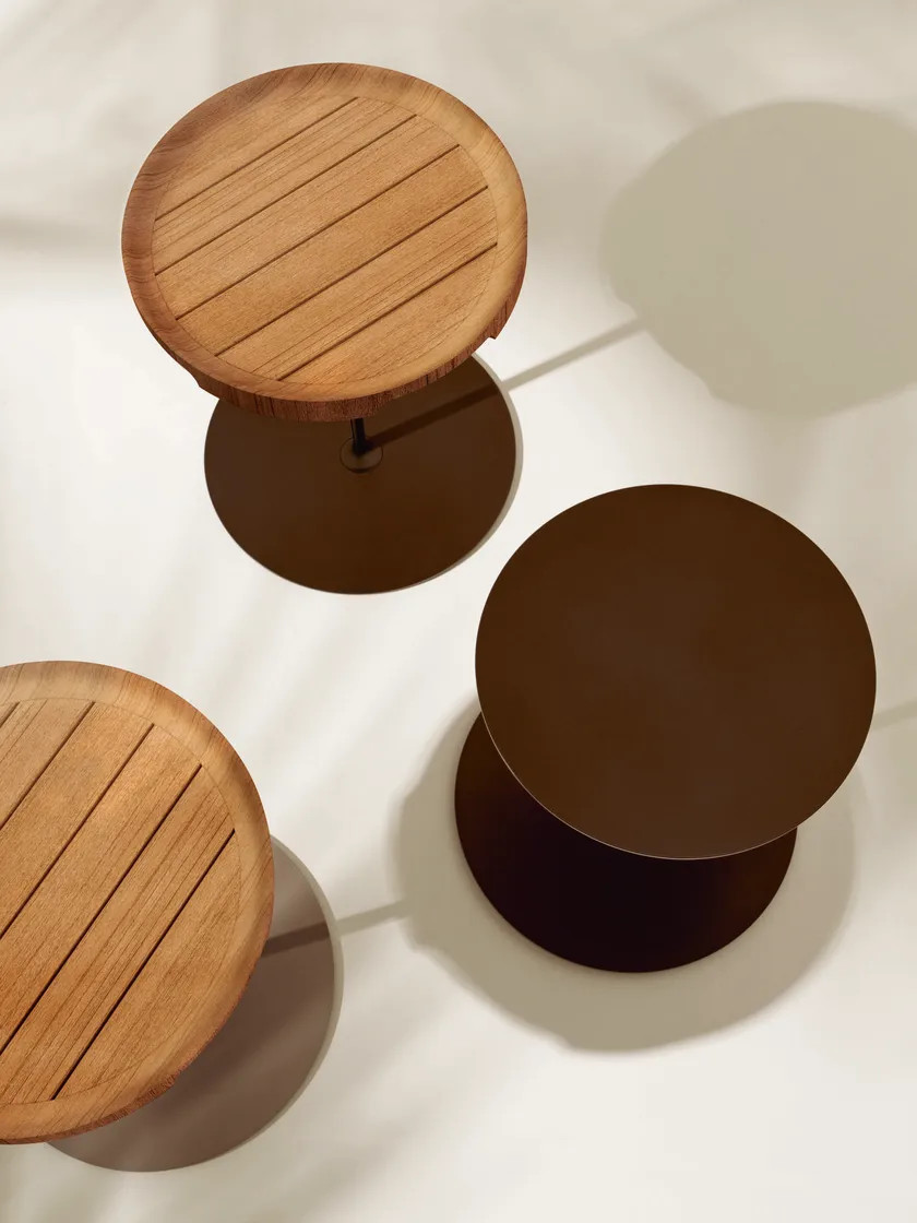 Plywood Small Side Coffee End Table Wooden Top Steel Base Tables For Lounge