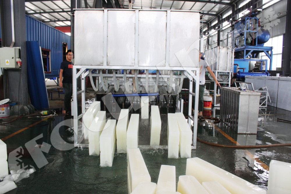 Blue NIZA Paint 90KW Industrial Block Ice Maker Machine CE Certificate