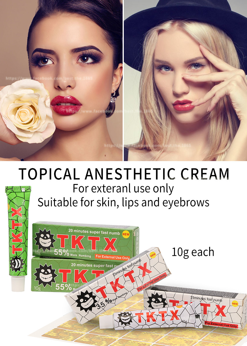 Green 55% TKTX Tattoo Numbing Cream 10g Waxing Cosmetic For Microneedling
