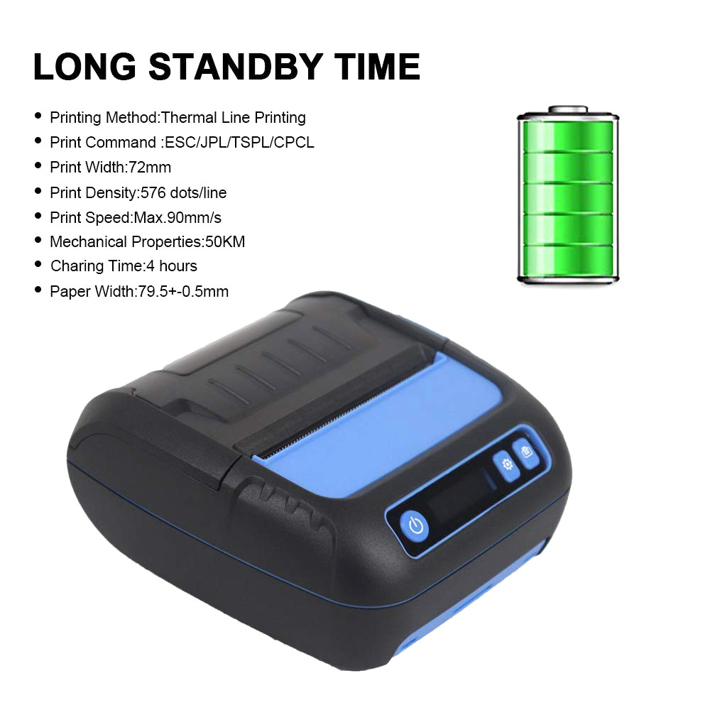ESC DC9V Handheld Barcode Label Printer 90mm/ Sec For IOS Android
