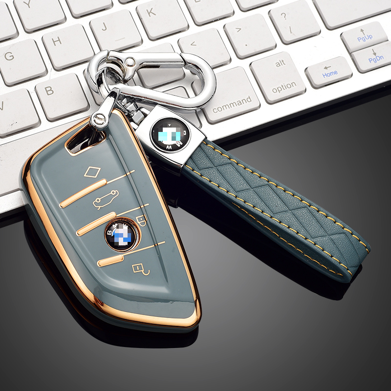 Fadeless Leather Car Keychain Holder Zinc Alloy Fashionable