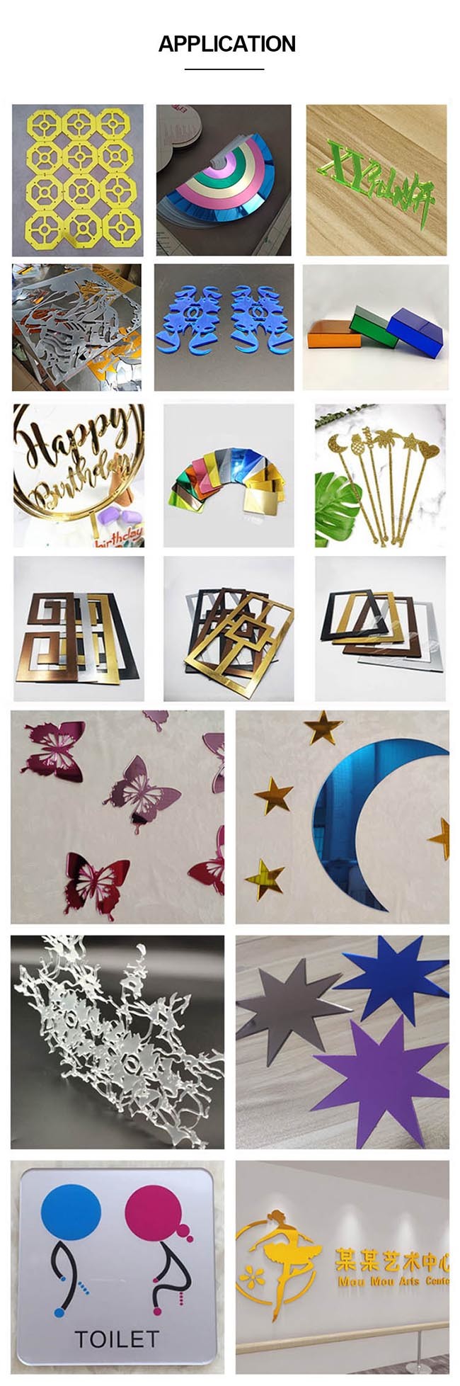 Flexible 1220*2440mm 8mm Gold Mirror Acrylic Sheet