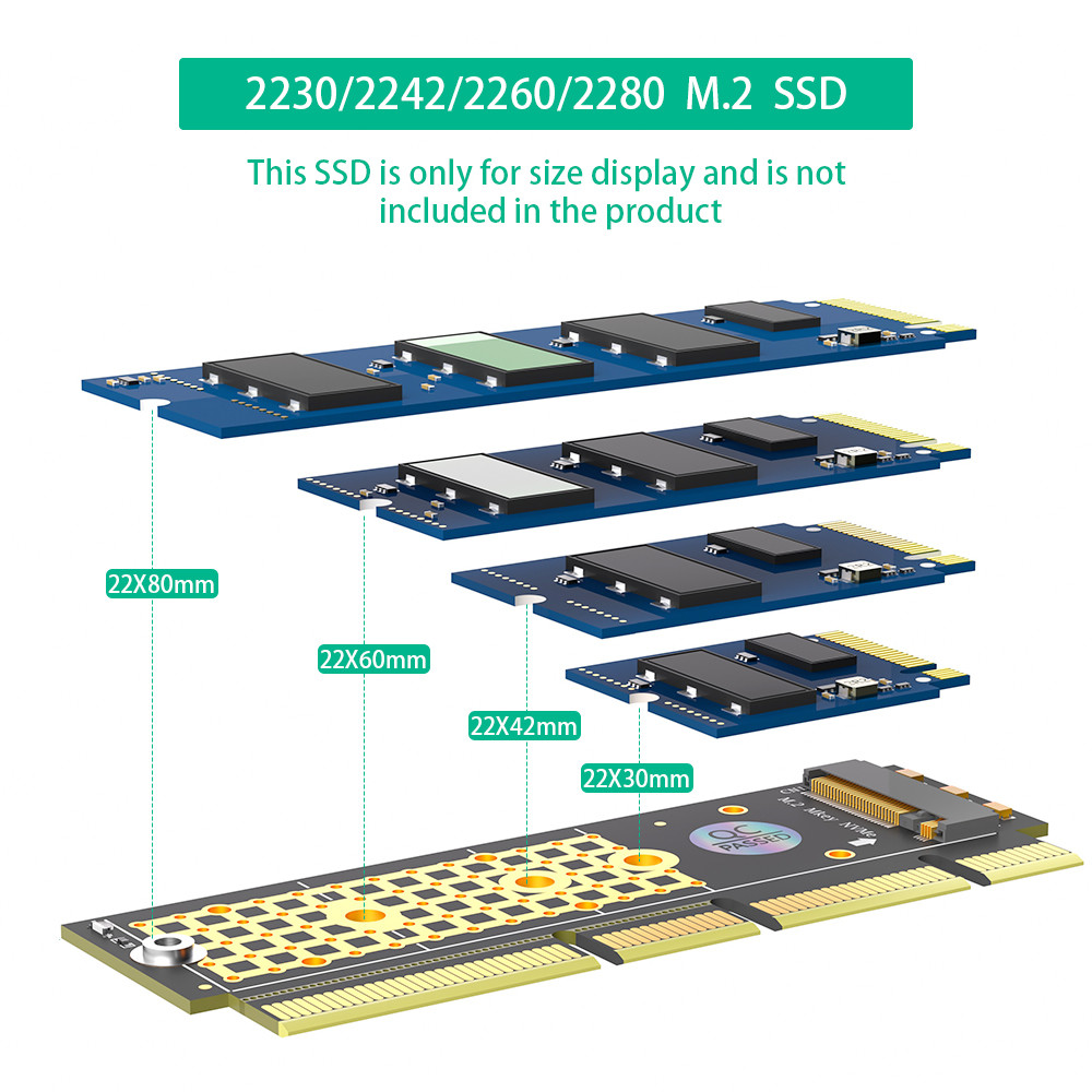 Custom M.2 NGFF NVMe SSD TO PCI-E 3.0 X16 / X8 / X4 Adapter