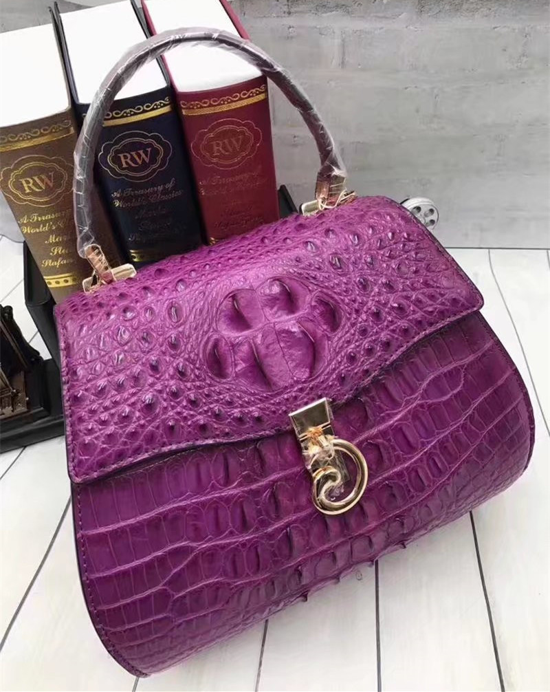 Authentic Crocodile Skin Lady Saddle Purse Genuine Alligator Leather Female Small Handbag Women Crossbody Shoulder Bag