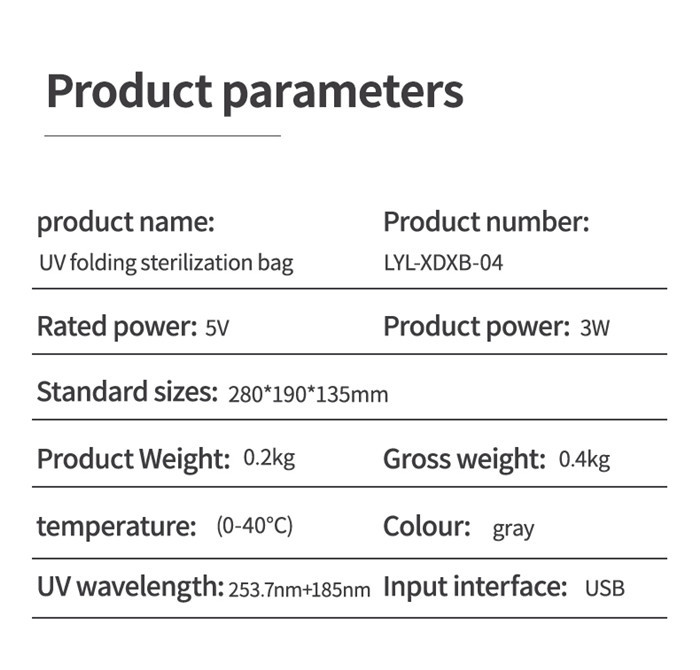 5V UV Sterilization Bag UV Disinfection Lamp
