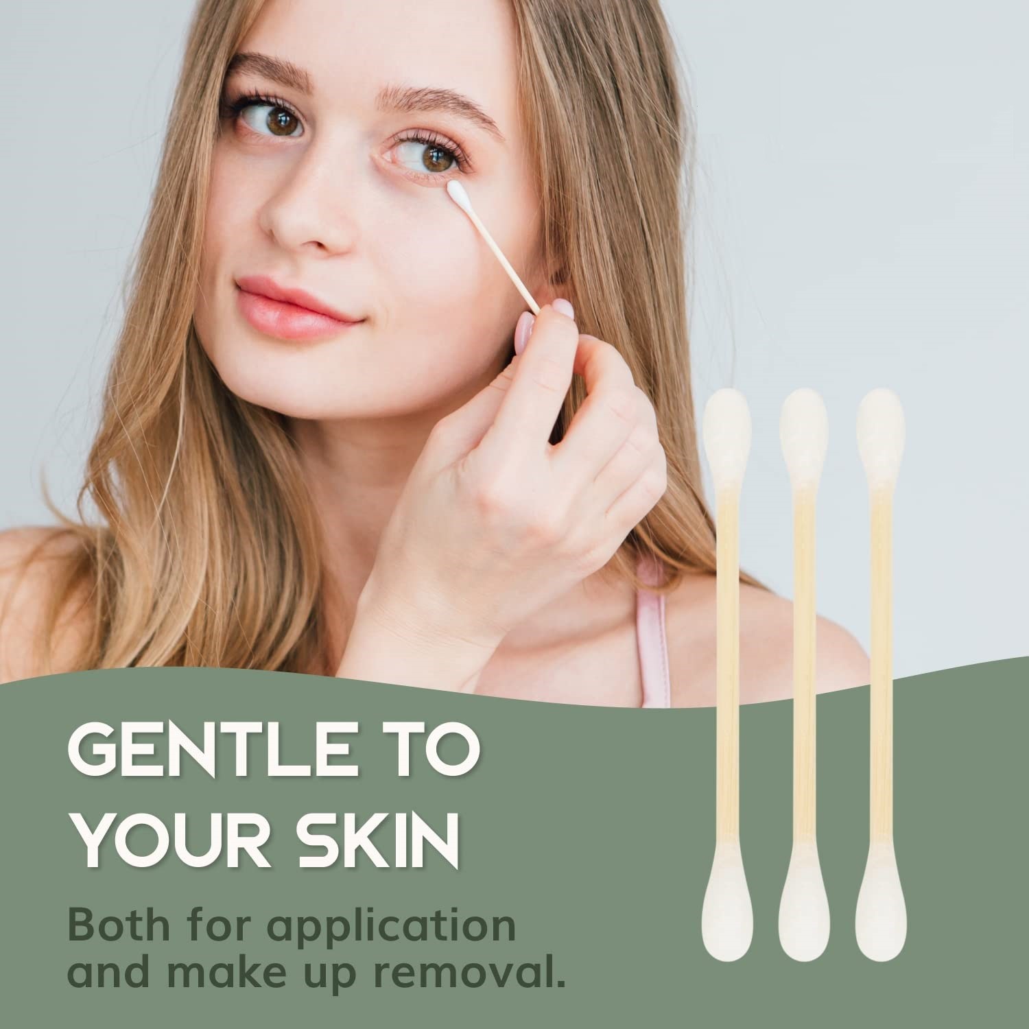 Organic Cotton Swabs 600 Pack - Biodegradable Vegan Bamboo Cotton Buds With Plant-Based Packaging, Wooden Ear Swabs