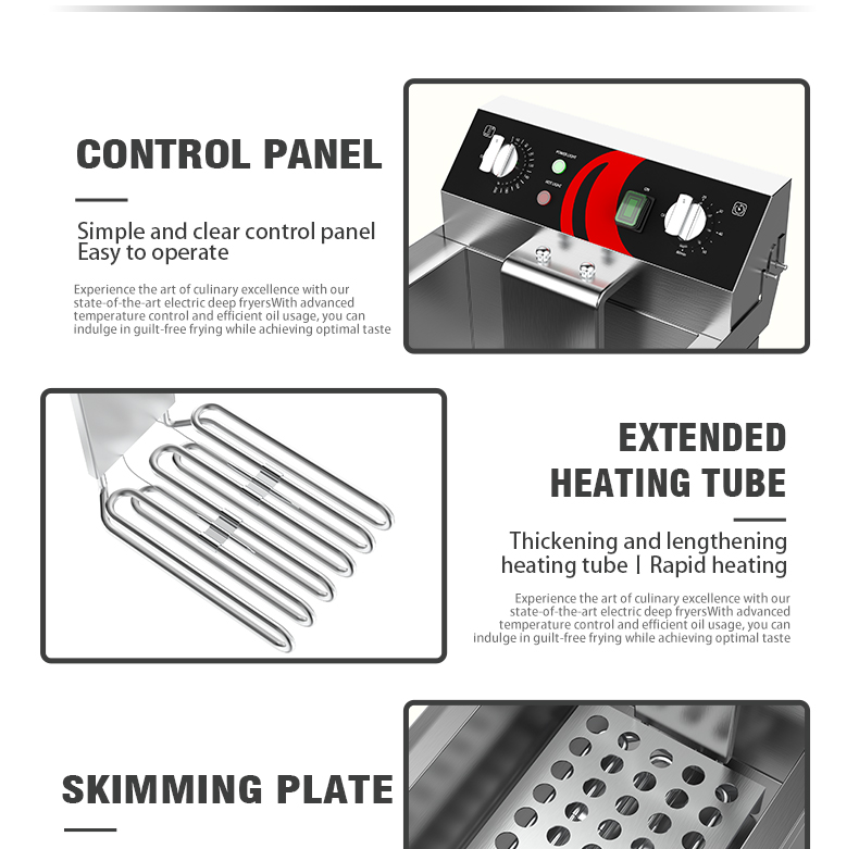 Single Tank Electric Deep Fryer for Frying Chicken and Fish in Industrial Kitchen