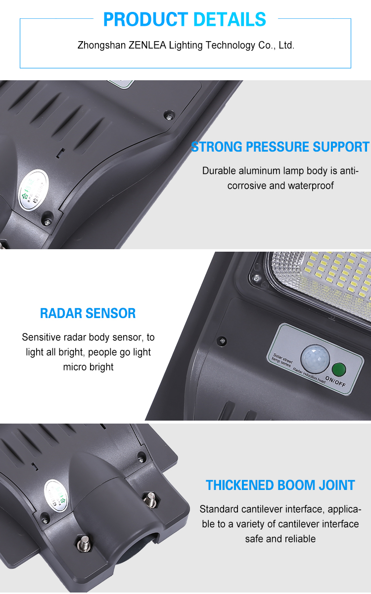 30w 60w 90w 120w LED Solar Powered Lights Integrated Motion Detector Street Lights
