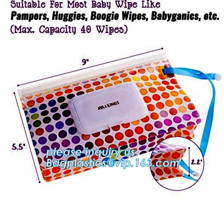 Reusable and portable wet wipe pouch bag, Recyclable Eva baby tissue gusset wet wipes pouch bag with plastic lip bag pac