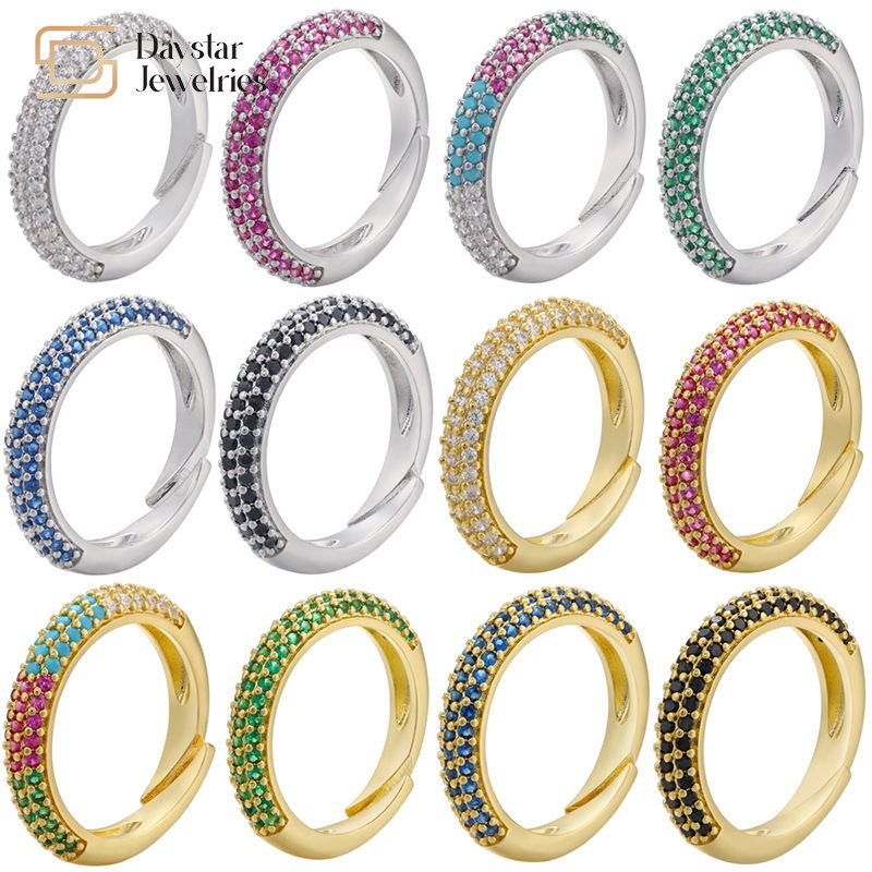 Diamond Eternity Rings 18k Gold Jewelry Adjustable Opening Zircon For Women
