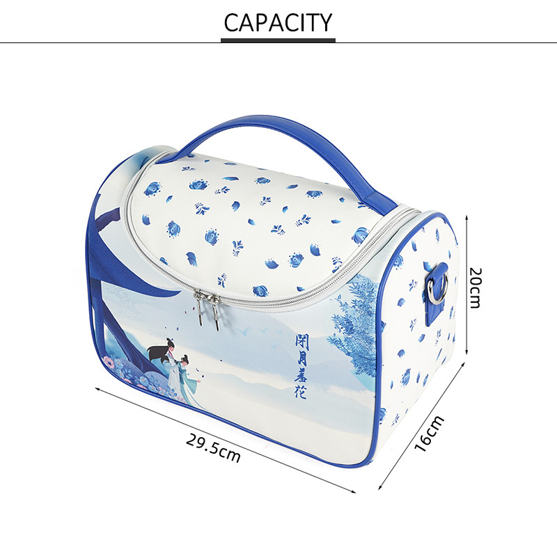 Water Resistant PU Cosmetic Bag Organizer With Shoulder Strap