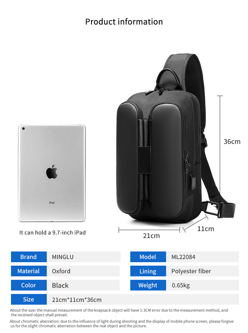 Hot selling custom logo waterproof men fashion shoulder chest crossbody sling bag for men messenger bags