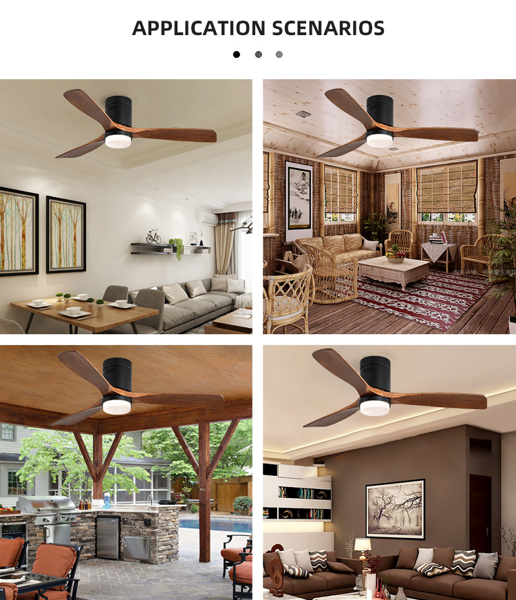 Industrial Style 65 watt Wooden Blade Ceiling Fan 90lm/w 120v ceiling fan lamp