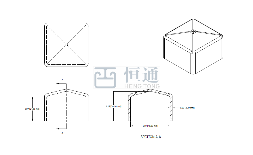 2 Inch Square Pipe Pvc Rubber End Caps For Square Steel Tubing Outside Strut Channel