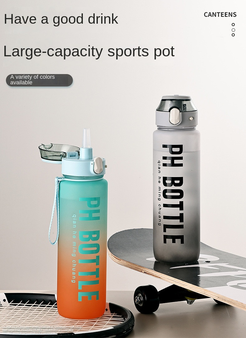 Bpa Free 1000ml 1 Litre Sipper Water Bottle With Straw For Adults Gradient Color 32 Ounce Large Capacity Many Colors Reusable Odour Free