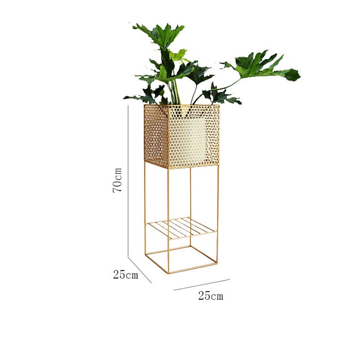 Outdoor indoor metal planter stand with planter pot
