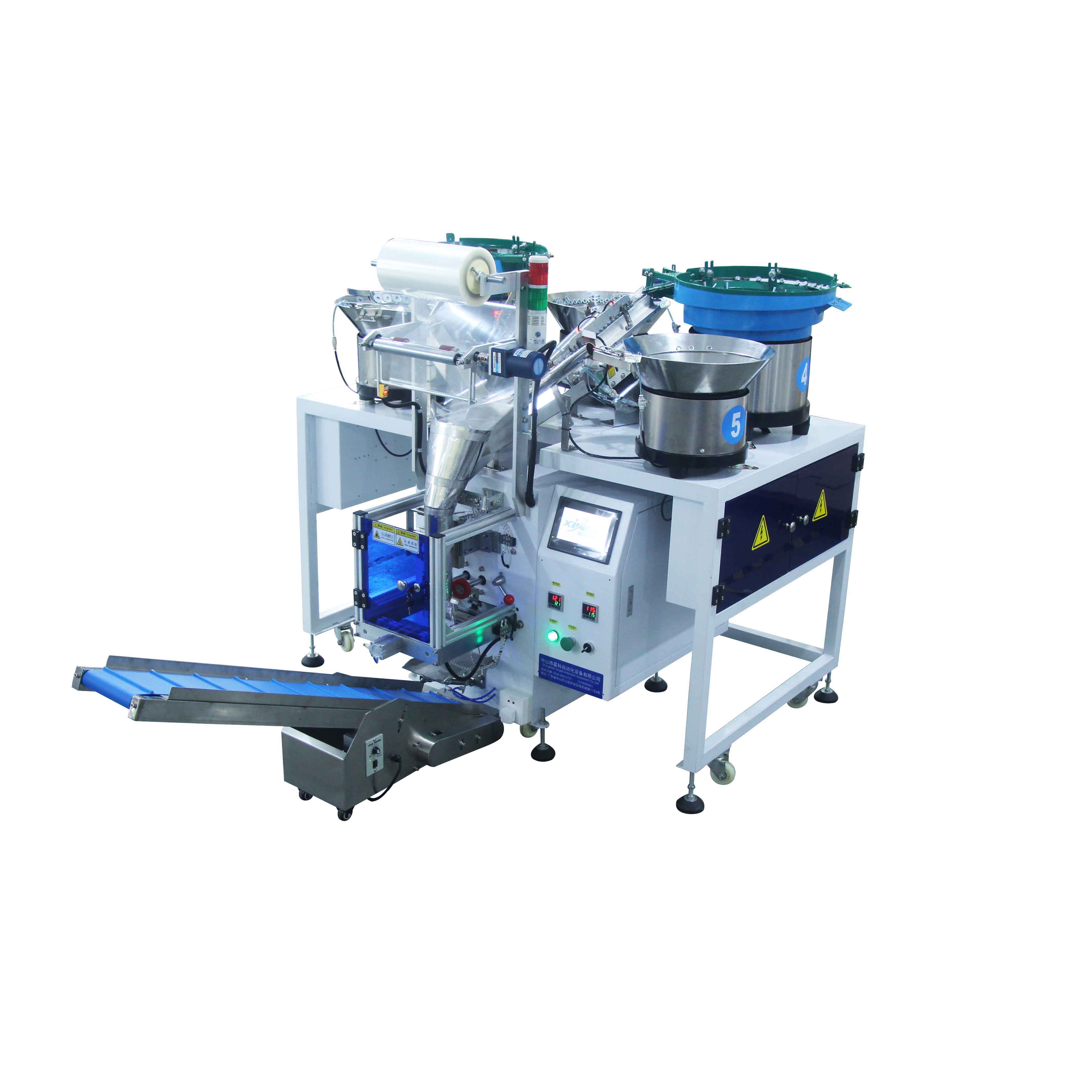 Automatic Bolts Nuts Nail Fastener Screw Counting Packing Machine With 5 Vibrator Bowl Feeder